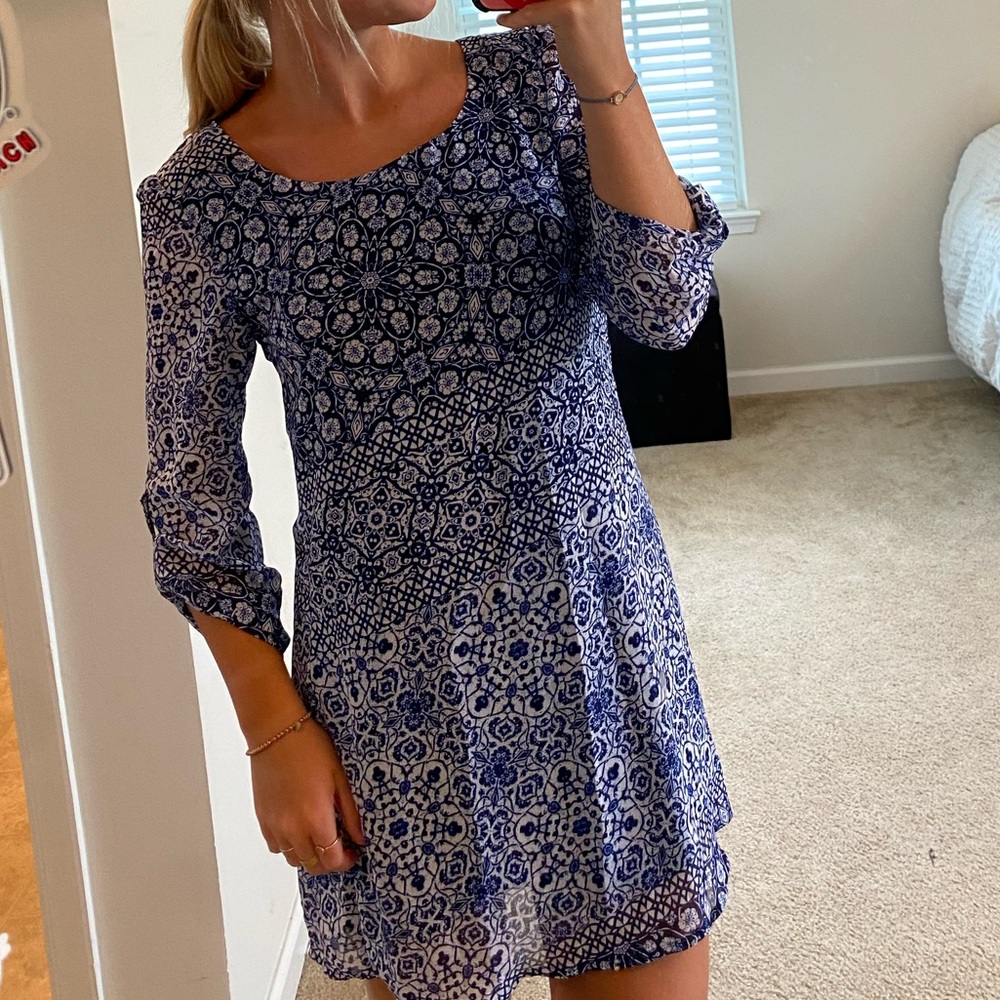 Navy Patterned Dress - Picture 3 of 3